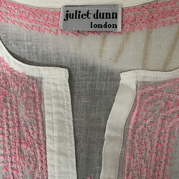 JULIET DUNN Hand Embroidered Sheer White and Pink Resort Cover Up NWOT - Picture 9 of 14